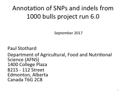 Paul Stothard Department of Agricultural, Food and Nutritional Science (AFNS)