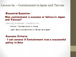 Lesson  4a   –  Containment in Japan and Taiwan