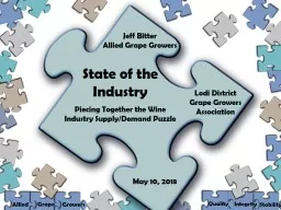 State of the Industry Piecing Together the Wine Industry Supply/Demand Puzzle