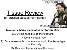 Tissue Review for practical assessment portion