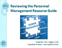 Reviewing the Personnel Management Resource Guide