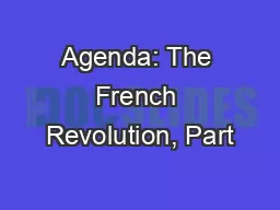 Agenda: The French Revolution, Part