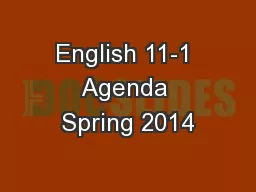 English 11-1 Agenda Spring 2014