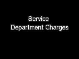 Service Department Charges