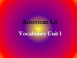 American Lit Vocabulary Unit 1