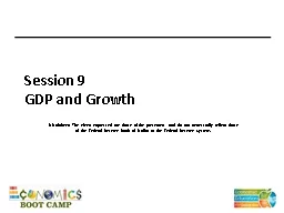 Session 9 GDP and Growth