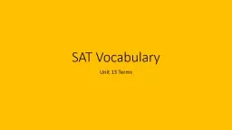 SAT Vocabulary  Unit 13 Terms