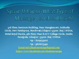 Spa in Udaipur-What Type of Massage you should Get?