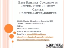 Best Railway Coaching in Jaipur-Shree JI Study Center Udaipur,Jaipur,Jodhpur