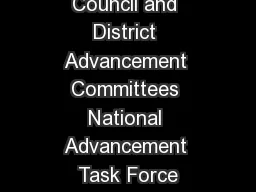 Developing Council and District Advancement Committees National Advancement Task Force