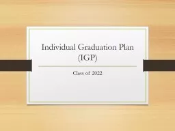 Individual Graduation Plan (IGP) Class of  2022 Graduation Requirements
