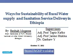 Ways  for Sustainability of Rural Water supply  and Sanitation Service Delivery in Ethiopia