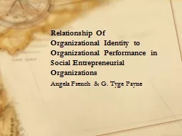 Relationship Of Organizational Identity to Organizational Performance in Social Entrepreneurial