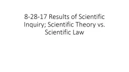 8-28-17 Results of Scientific Inquiry; Scientific Theory vs. Scientific Law