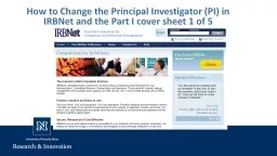 How to  Change the Principal Investigator (PI) in  IRBNet and the Part I cover