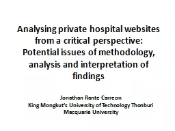Analysing  private hospital websites from a critical perspective: Potential issues of