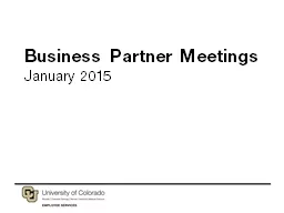 Business Partner Meetings January 2015 New in 2015 This year will bring new, exciting