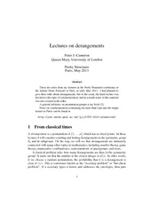Lectures on derangements Peter J