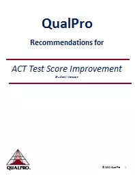 QualPro   Recommendations for ACT Test  Score Improvement Student Version