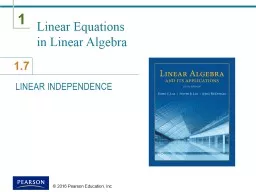 ©  2016  Pearson Education, Inc. Linear Equations in Linear Algebra