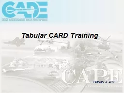 February 3, 2017 Tabular  CARD Training Outline Tabular CARD Basics