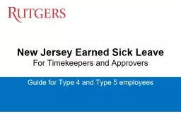 Guide for Type 4 and Type 5 employees New Jersey Earned Sick Leave