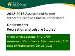 2012-2013 Assessment Report School of Health and Human Performance