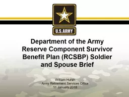 William Hursh Army Retirement Services Office 11 January 2018