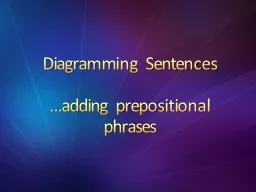 Diagramming Sentences …adding prepositional phrases Remember