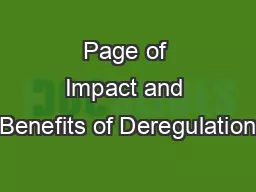 Page of Impact and Benefits of Deregulation