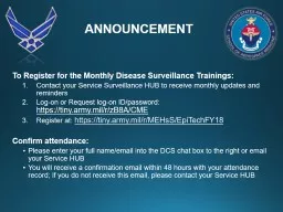 To Register for the Monthly Disease Surveillance Trainings: