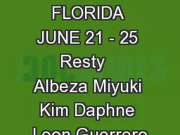 ORLANDO, FLORIDA JUNE 21 - 25 Resty   Albeza Miyuki Kim Daphne Leon Guerrero