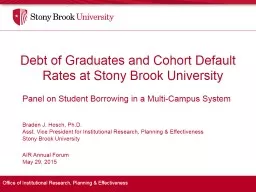 Debt of Graduates and Cohort Default Rates at Stony Brook University