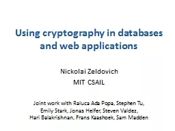 Using cryptography in databases and web applications Nickolai