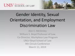 Gender Identity, Sexual Orientation, and Employment Discrimination Law