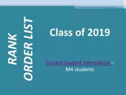 RANK ORDER LIST Class of  2019   Current student information