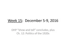 Week 16 :  December 12-16, 2016 Sacco & Vanzetti Clemency Hearing, plus  Ch. 13: Roaring