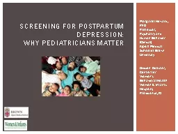 Screening for Postpartum Depression:   why Pediatricians matter