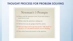 Thought Process for Problem  Solving Numbers and Operations and Base-ten