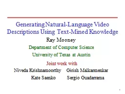 1 Generating Natural-Language Video Descriptions Using Text-Mined Knowledge