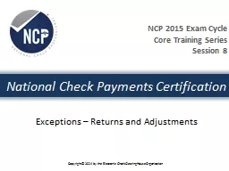 National Check Payments Certification Exceptions – Returns