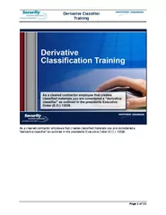 Derivative Classifier Training Page of  As a cleared c