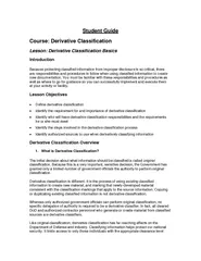 Student Guide Course Derivative Classification Lesson