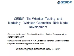 SERDP Tin Whisker Testing and Modeling: Whisker Geometric Risk Model Development