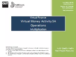 Virtual Finance Virtual Money Activity 5A Operations Multiplication