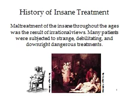 1 History of Insane Treatment Maltreatment of the insane throughout the ages was the result