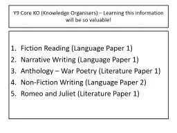 Y9 Core  KO (Knowledge Organisers) – Learning this information will be so