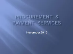 Procurement & Payment Services January 2017 Procurement in a Public Institution