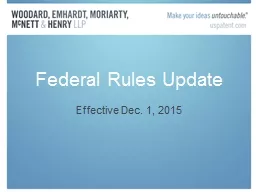 Federal Rules Update Effective Dec. 1,  2015 Forms Abrogated / Pleading Standards?