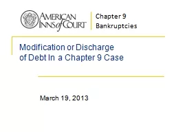Modification or Discharge  of Debt In a Chapter 9 Case March 19, 2013